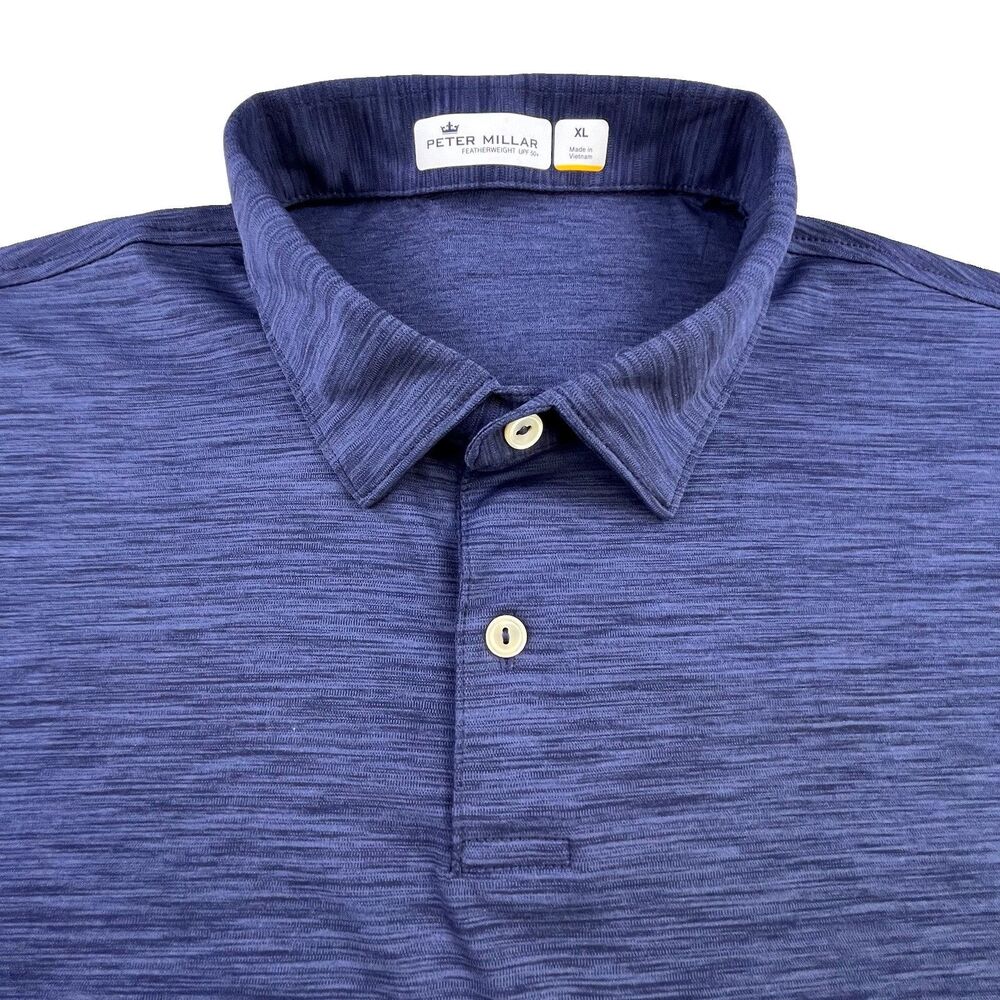 Peter Millar Featherweight Golf Polo XL Blue UPF 50+ Sun Protection Stretch